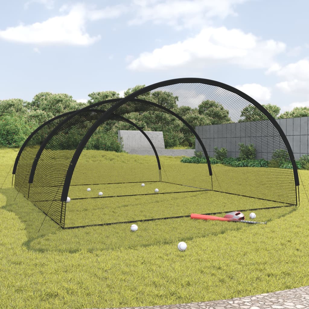 Mreža za kavez za bejzbol crna 600 x 400 x 250 cm od poliestera