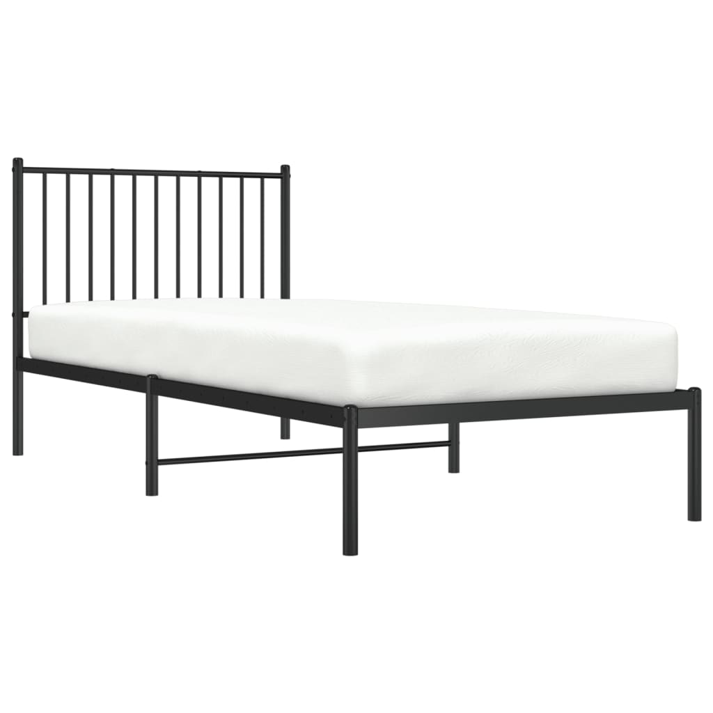 Metalni okvir za krevet s uzglavljem crni 90x200 cm