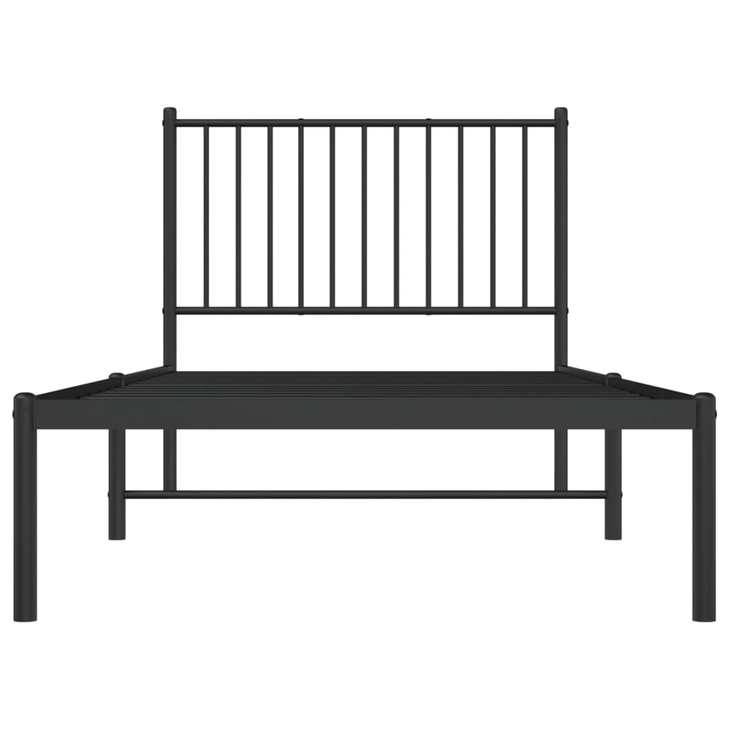 Metalni okvir za krevet s uzglavljem crni 90x200 cm