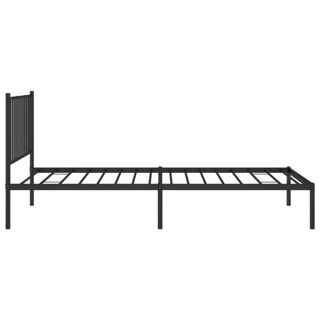 Metalni okvir za krevet s uzglavljem crni 90x200 cm