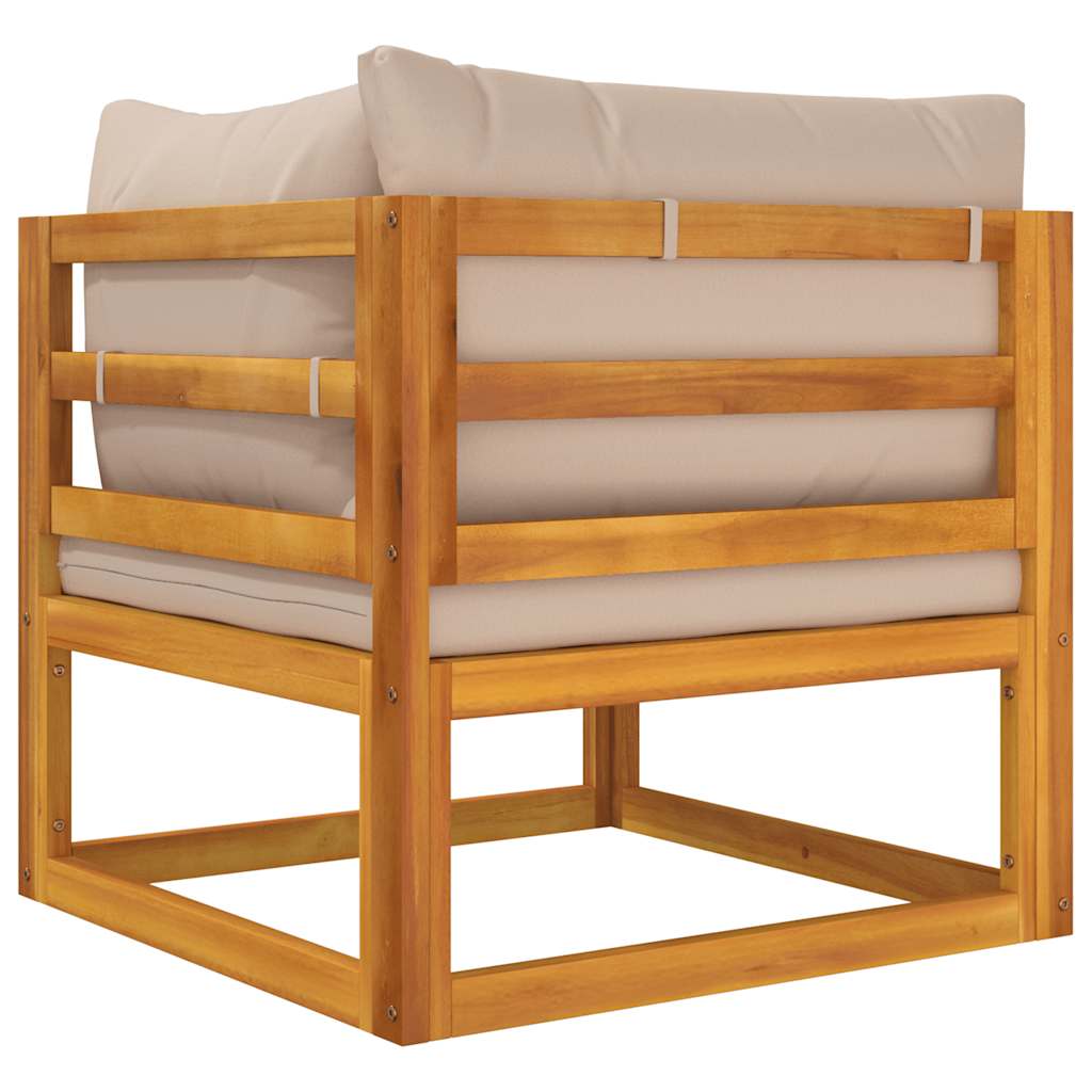 Modularna kutna sofa sa smeđesivim jastucima od bagremovog drva