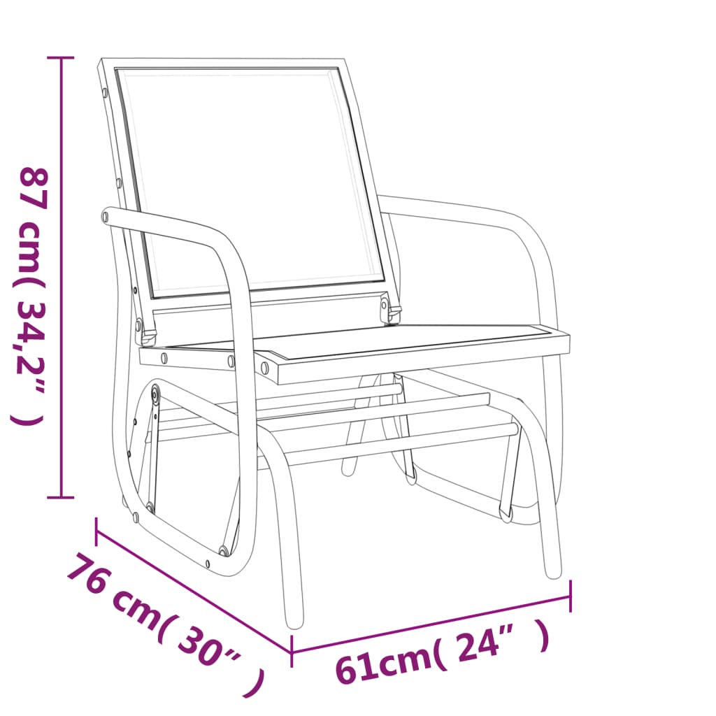 Vrtne stolice ljuljačke smeđe 61x76x87 cm tekstil i čelik