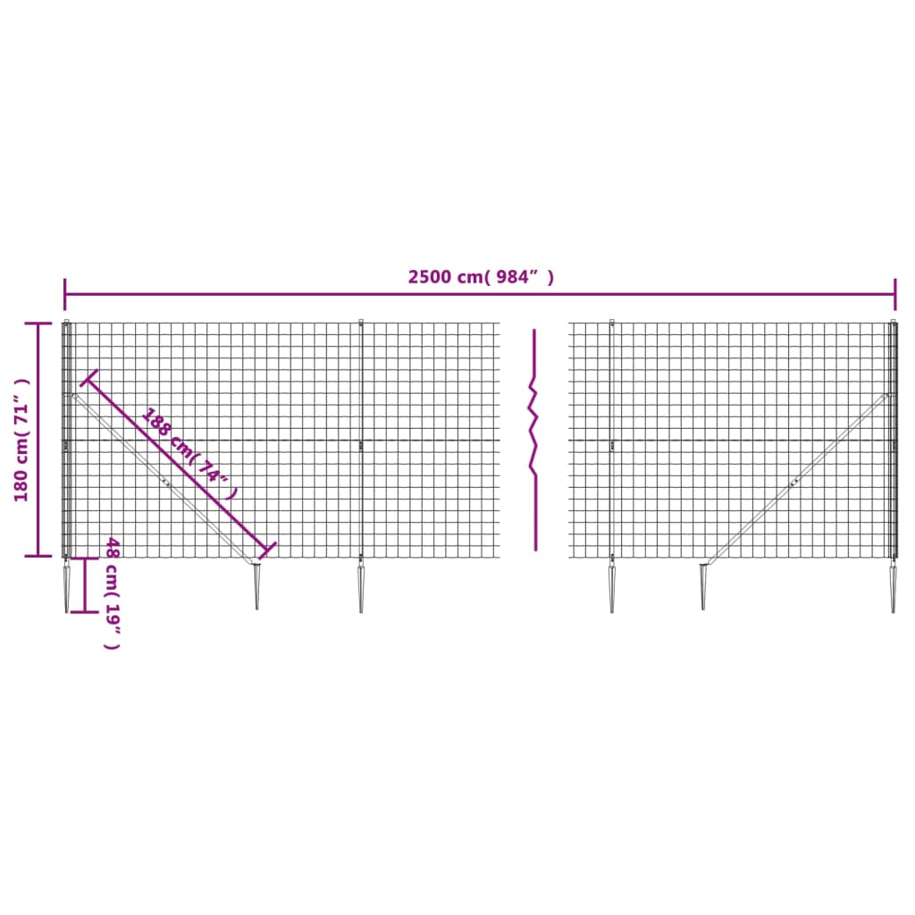 Ograda od žičane mreže sa šiljastim držačima zelena 1,8 x 25 m