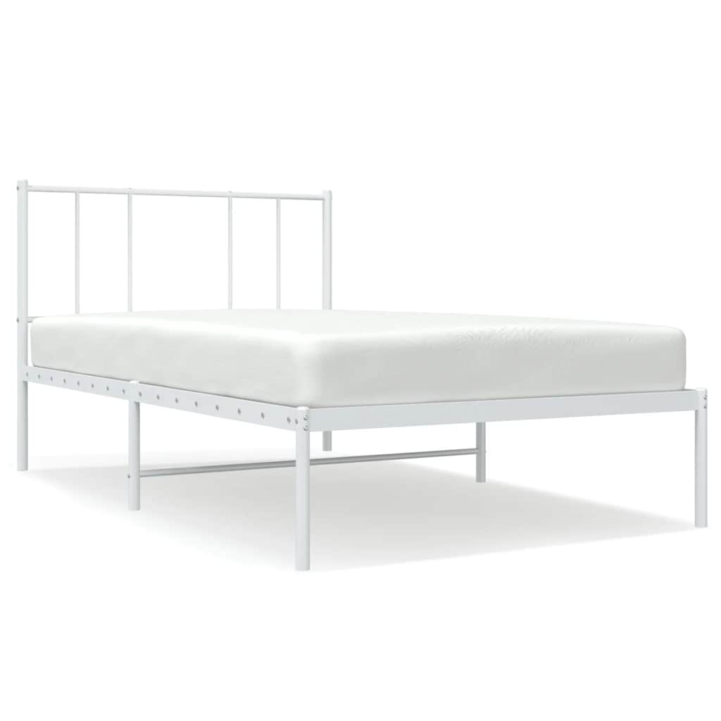 Metalni okvir za krevet s uzglavljem bijeli 80x200 cm