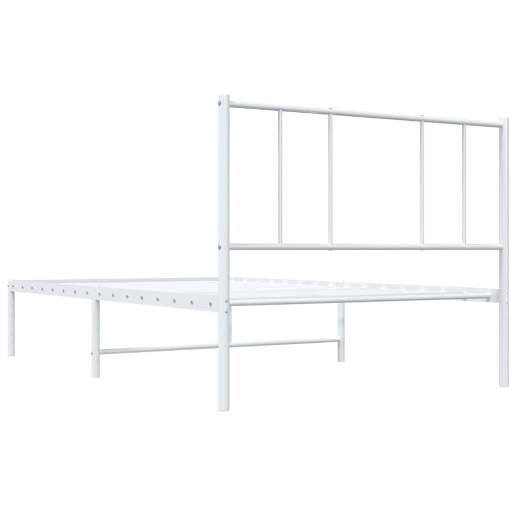 Metalni okvir za krevet s uzglavljem bijeli 80x200 cm