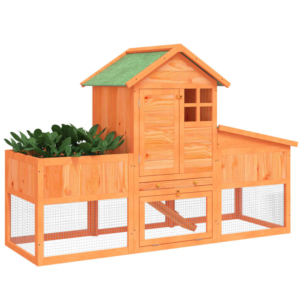 Kavez za zečeve smeđi 170 x 63 x 113 cm od masivne borovine