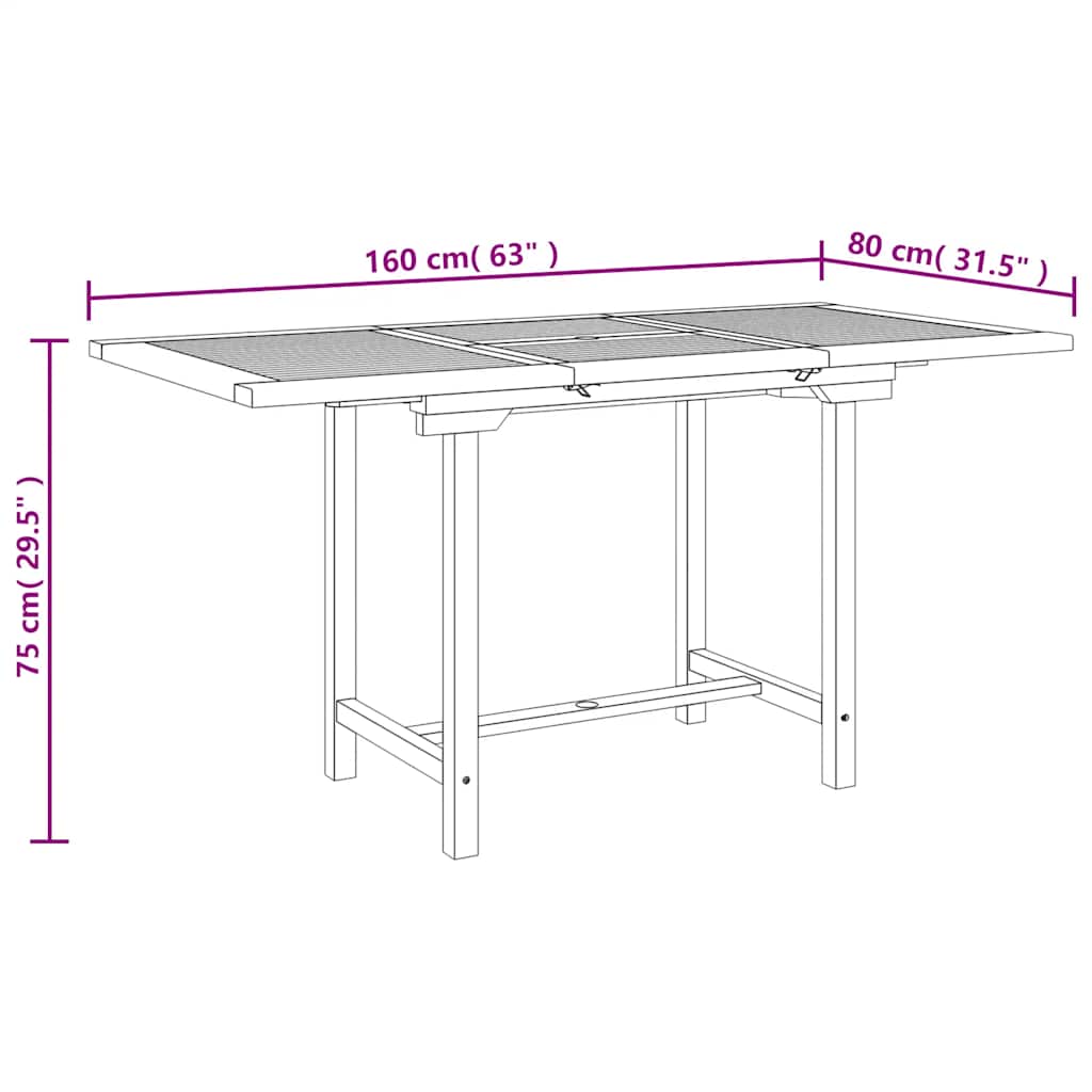 Vrtni stol na razvlačenje 110-160x80x75 cm od masivne tikovine