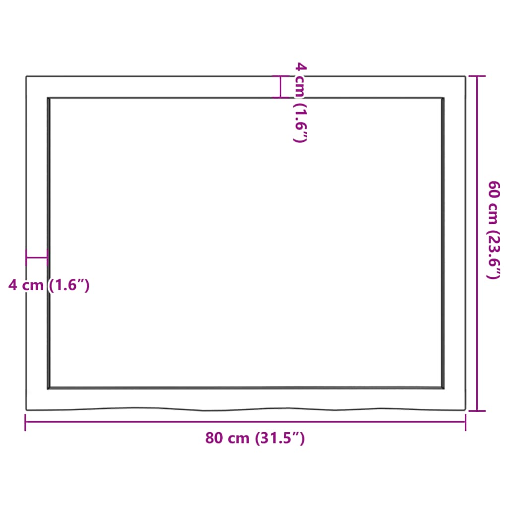 Zidna polica 80 x 60 x (2 - 6) cm neobrađena masivna hrastovina