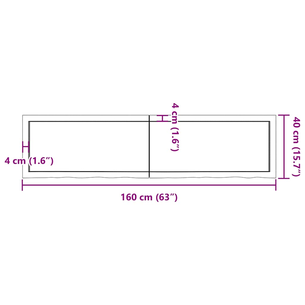 Kupaonska radna ploča svjetlosmeđa 160x40x(2-4) cm masivno drvo