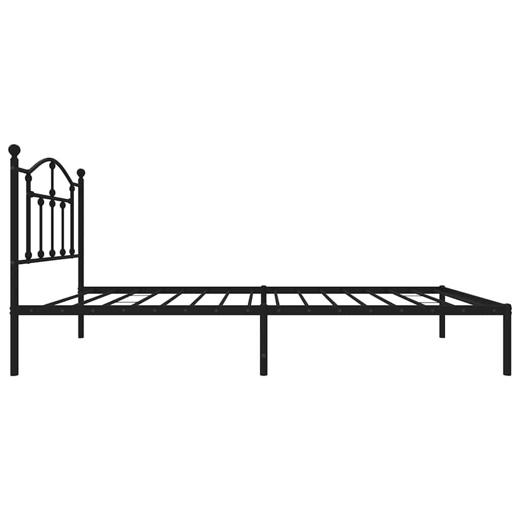 Metalni okvir za krevet s uzglavljem crni 90x200 cm