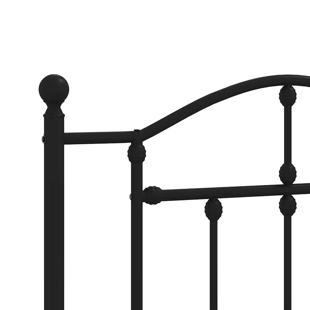 Metalni okvir za krevet s uzglavljem crni 90x200 cm
