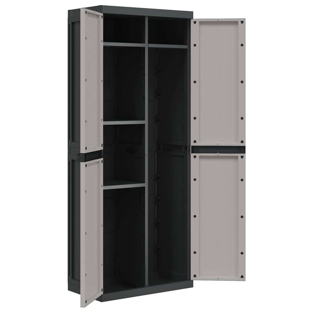 Vanjski ormarić za pohranu sivo-crni 65 x 37 x 165 cm PP