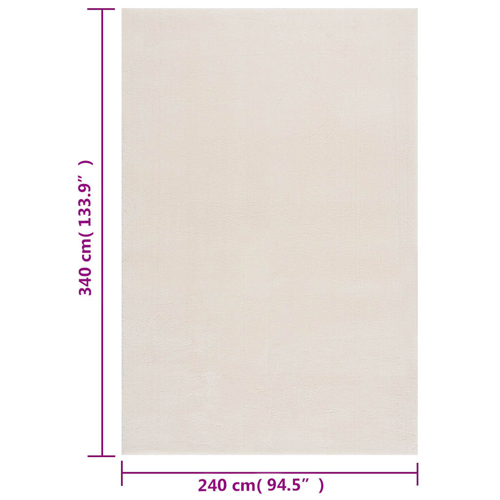 Čupavi tepih krem bijele boje 240x340 cm poliester