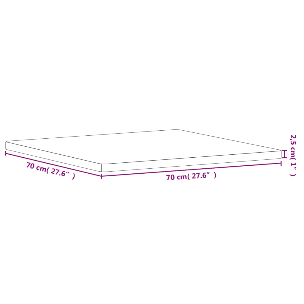 Stolna ploča 70 x 70 x 2,5 cm četvrtasta od masivne bukovine