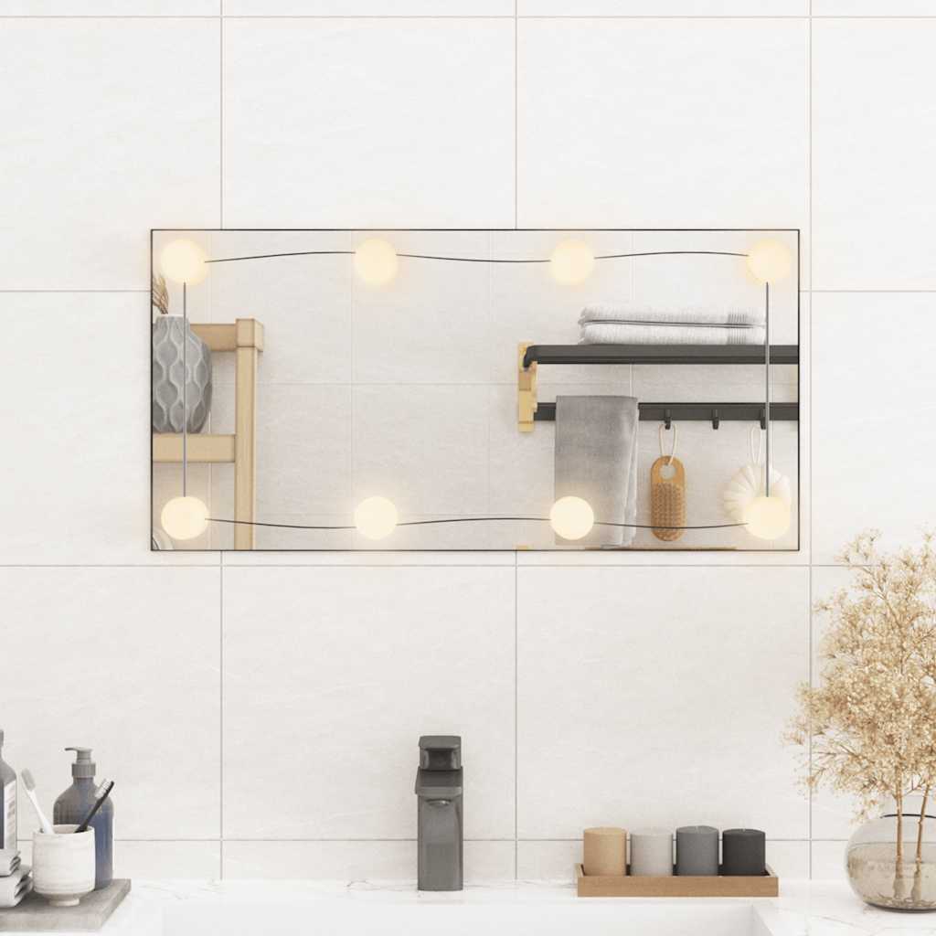 Zidno ogledalo s LED svjetlima 30 x 60 cm stakleno pravokutno