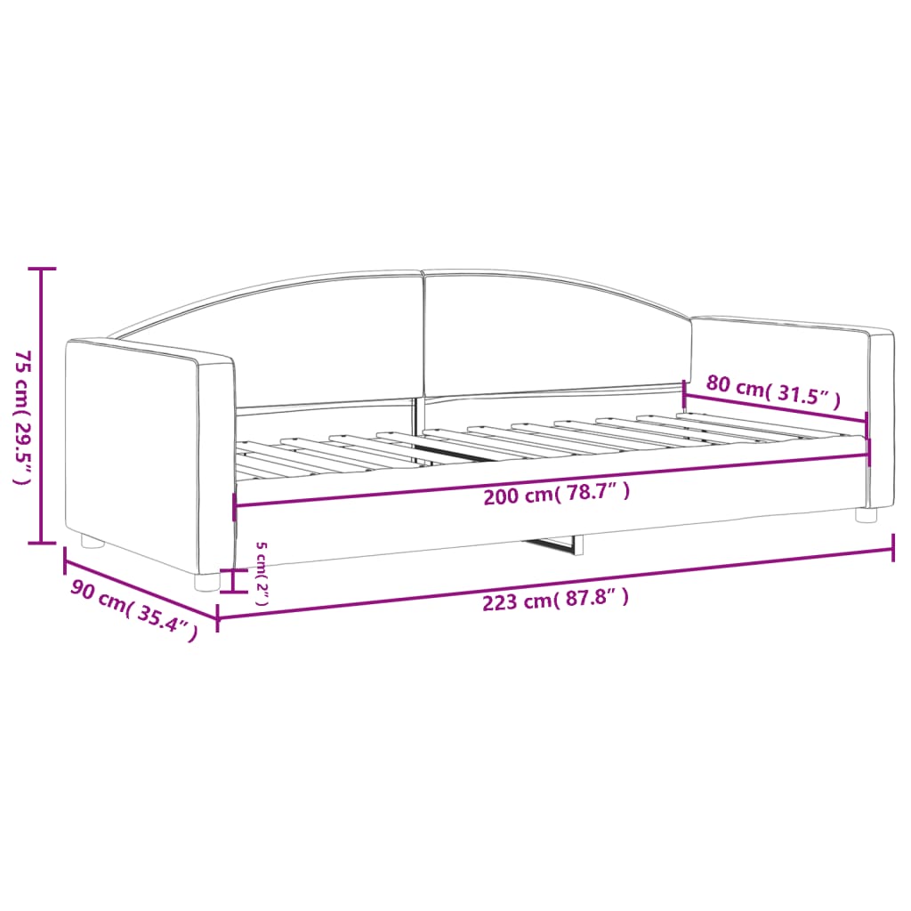 Dnevni krevet svjetlosivi 80 x 200 cm od tkanine