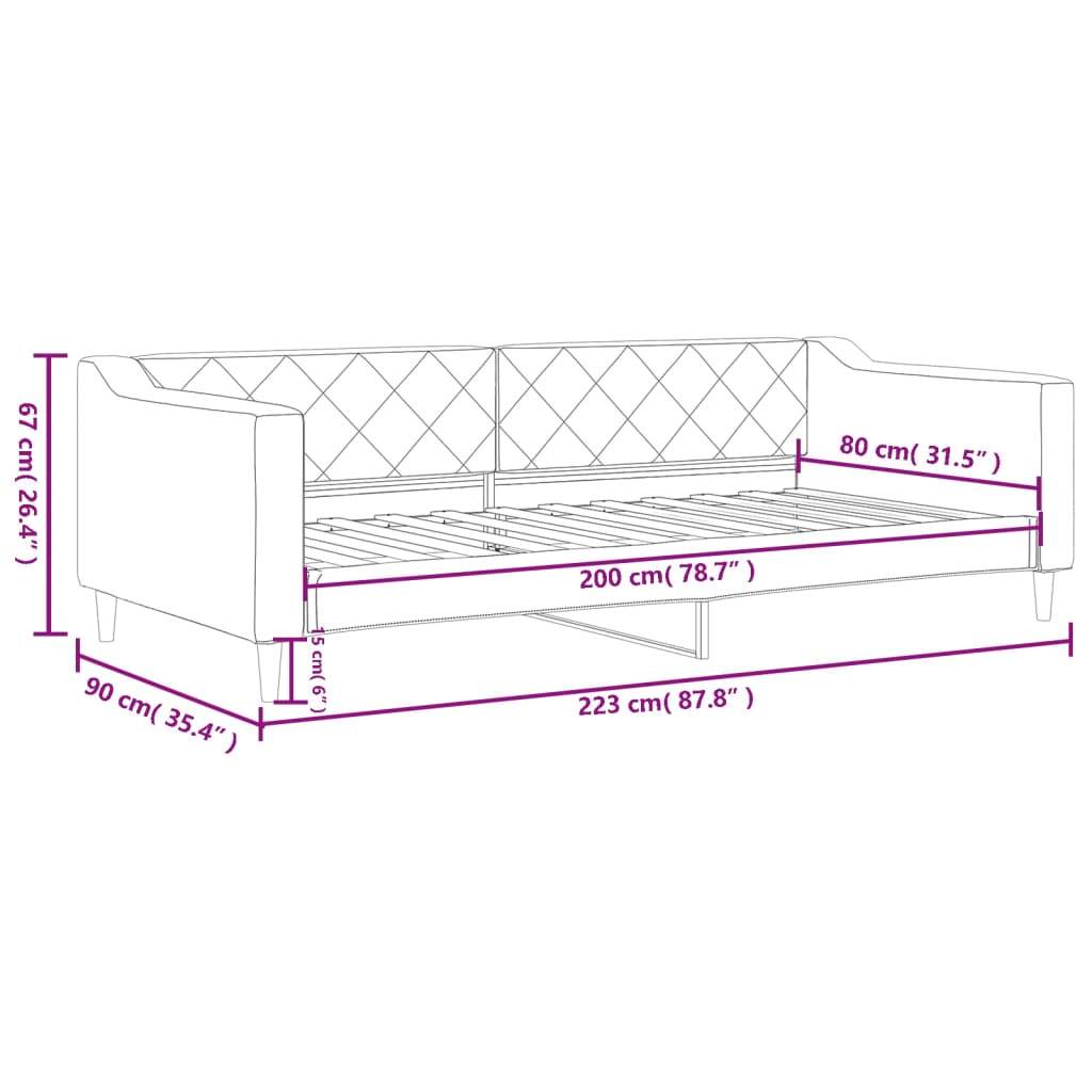 Dnevni krevet svjetlosivi 80 x 200 cm od tkanine