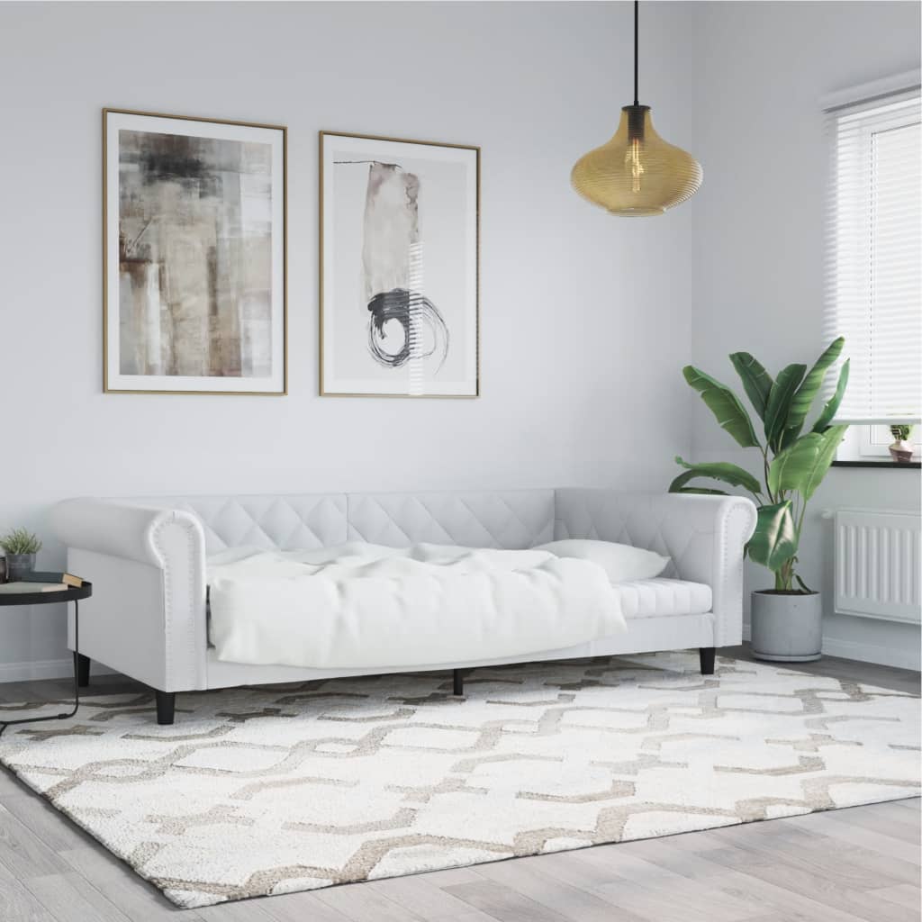 Dnevni krevet bijeli 90 x 200 cm od umjetne kože