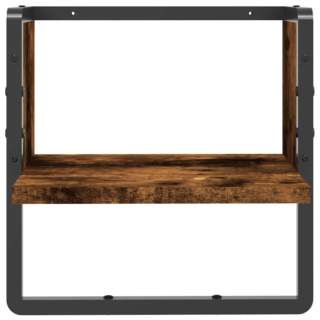 Zidna polica s prečkom dimljena boja hrasta 30 x 25 x 30 cm