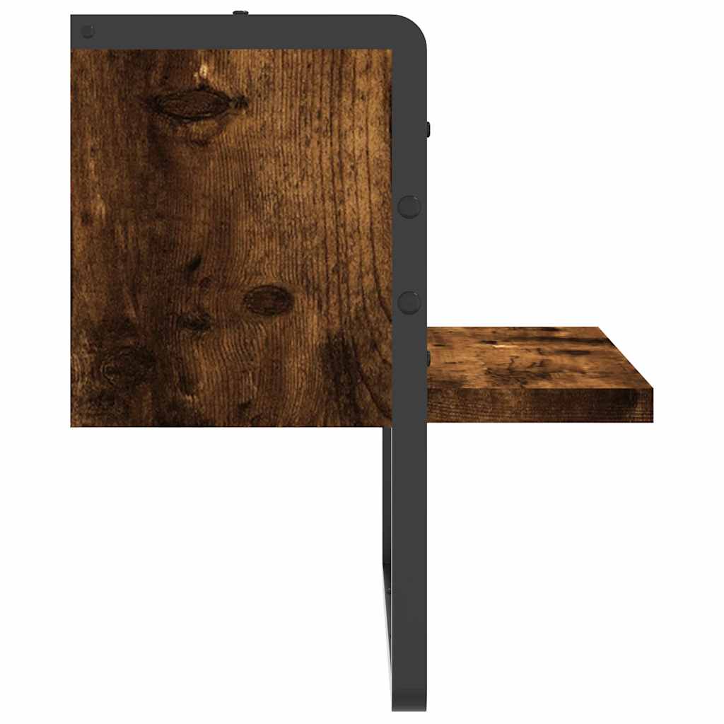 Zidna polica s prečkom dimljena boja hrasta 30 x 25 x 30 cm