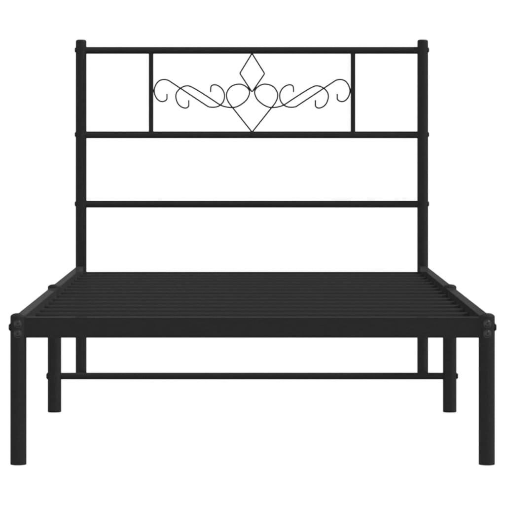 Metalni okvir za krevet s uzglavljem crni 90x200 cm