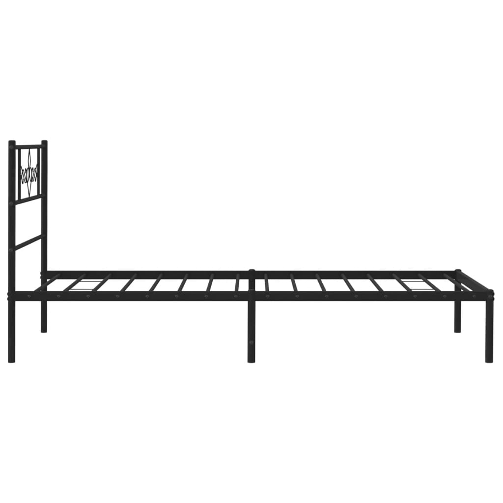 Metalni okvir za krevet s uzglavljem crni 90x200 cm