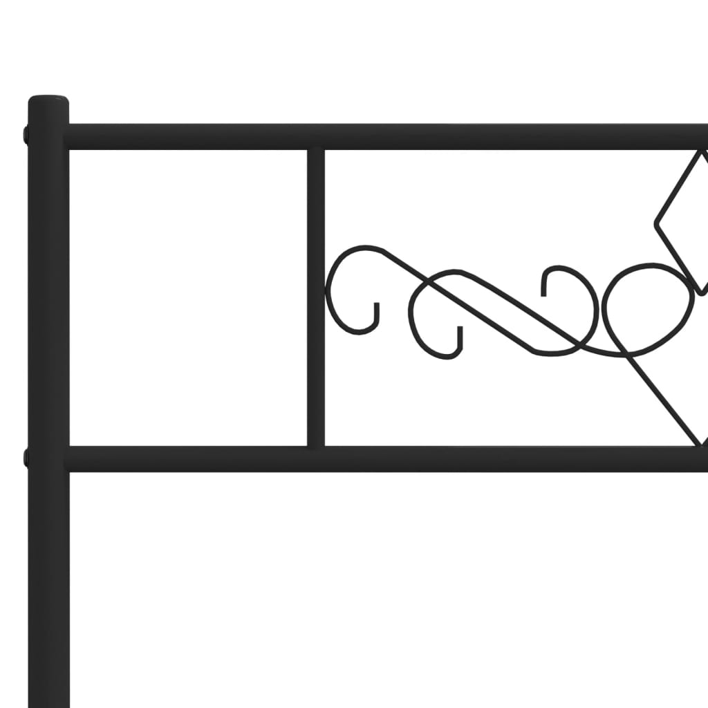 Metalni okvir za krevet s uzglavljem crni 90x200 cm