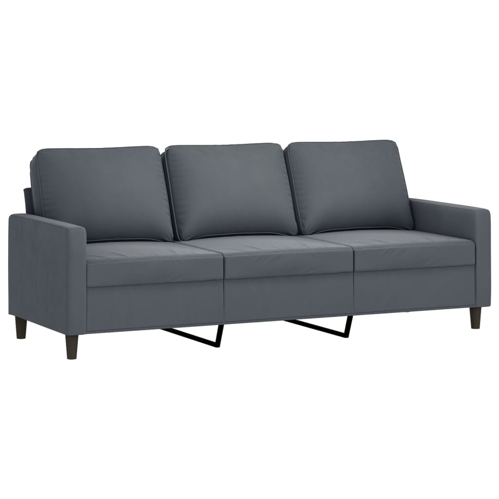 4-dijelni set sofa s jastucima tamnosivi baršunasti Siva