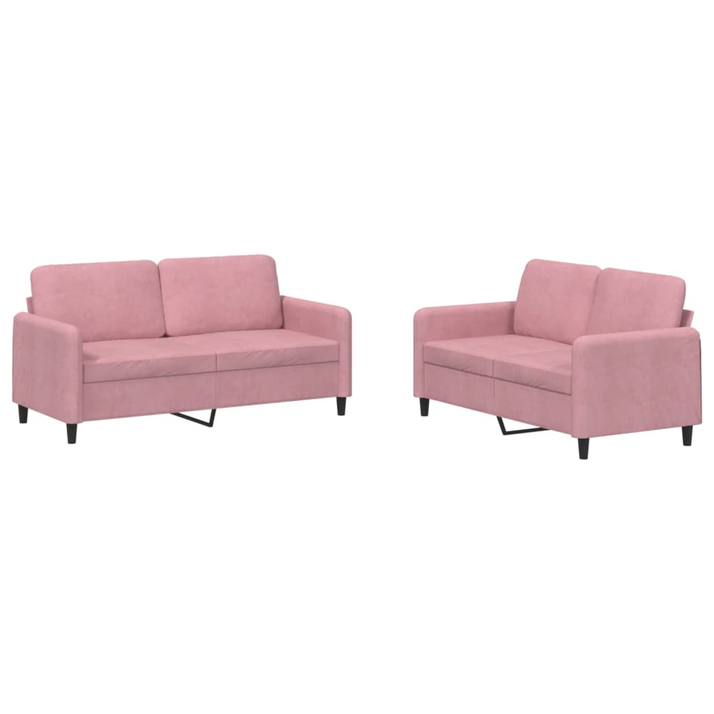 2-dijelni set sofa ružičasti baršunasti