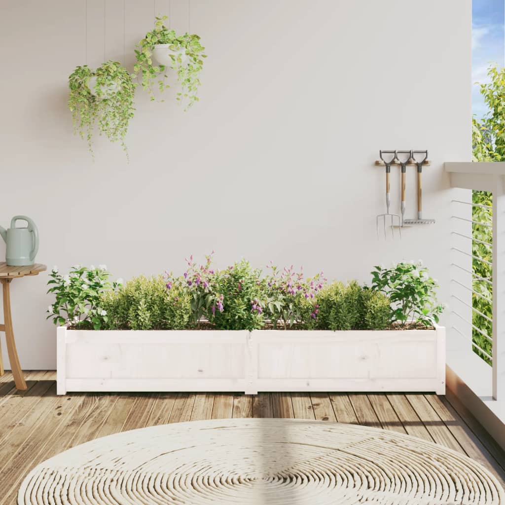 Vrtna sadilica bijela 180 x 31 x 31 cm od masivne borovine