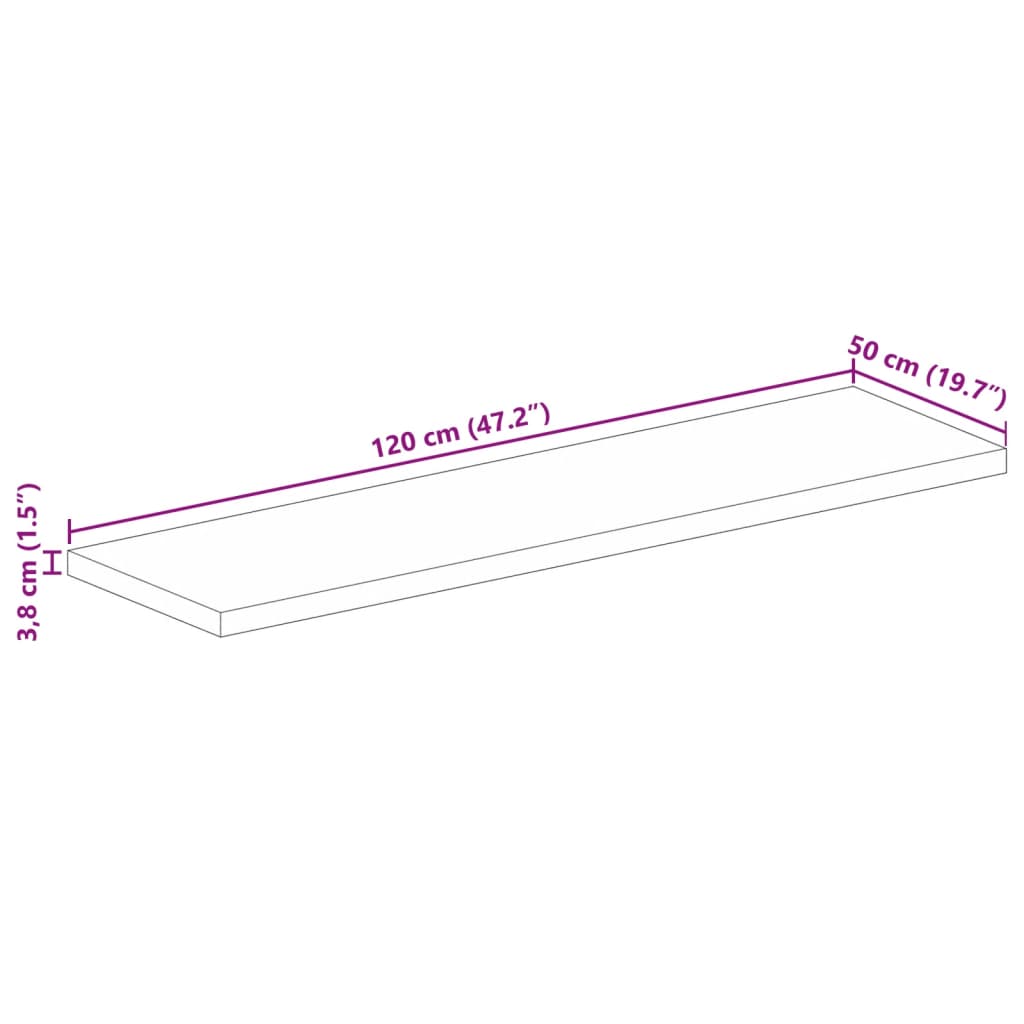 Stolna ploča 120x50x3,8 cm pravokutna od masivnog drva bagrema