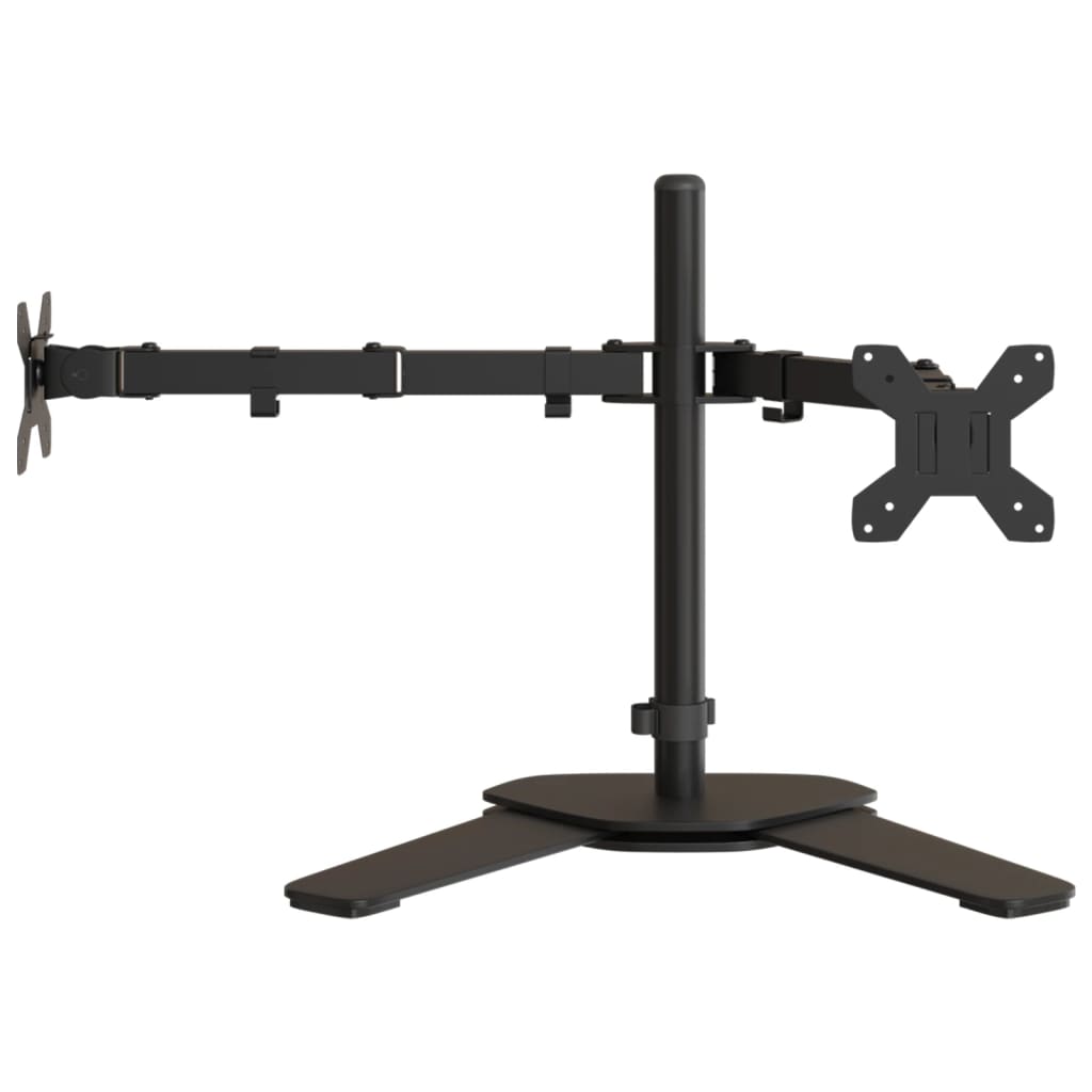 Dvostruki nosač za monitor crni čelični VESA 75/100 mm