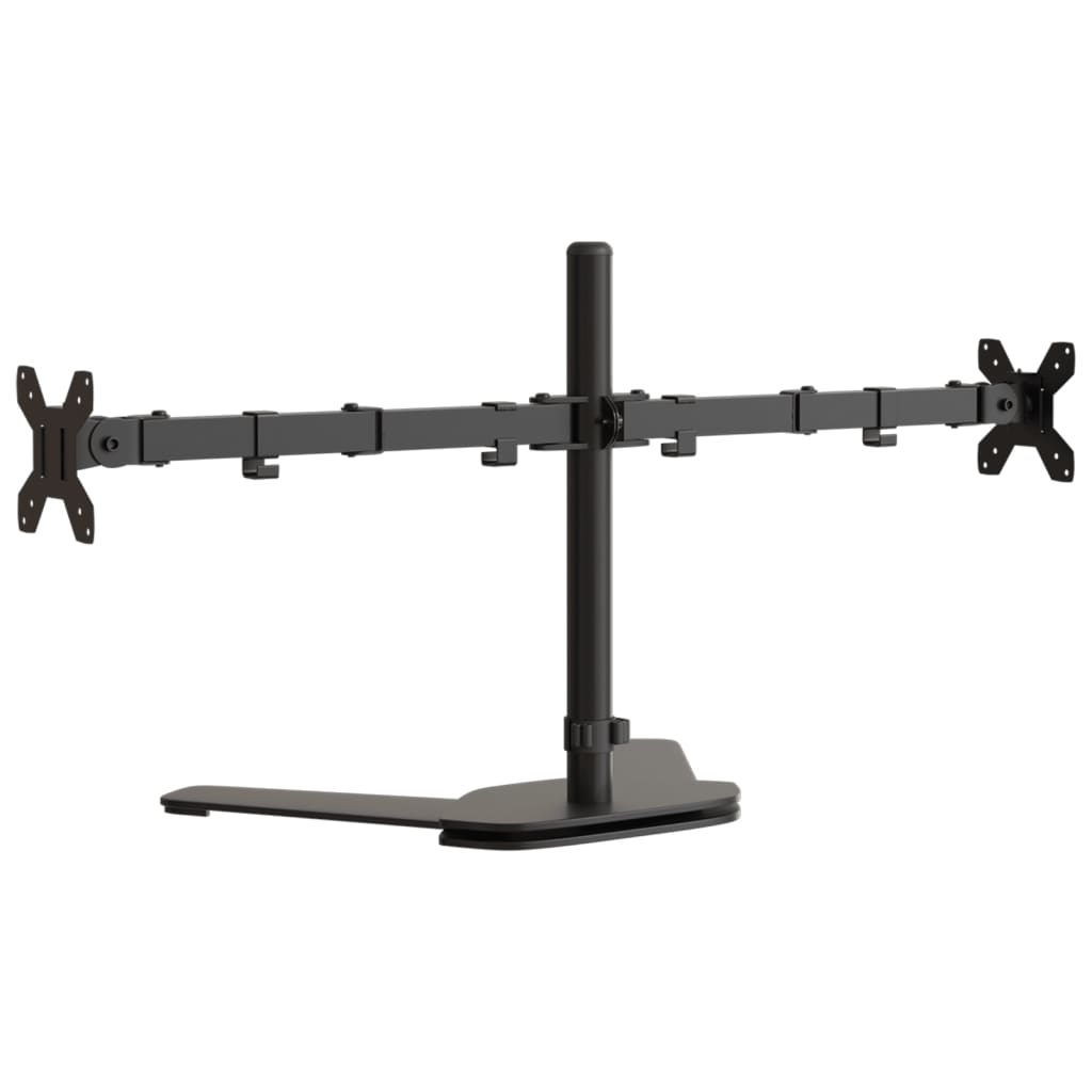 Dvostruki nosač za monitor crni čelični VESA 75/100 mm