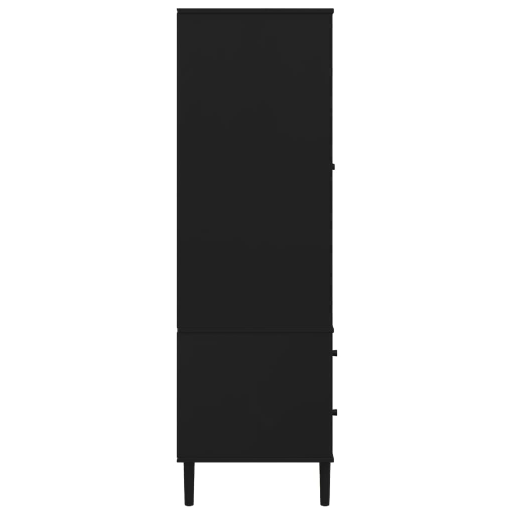 Komoda SENJA crna izgled ratana 90x55x175 cm masivna borovina