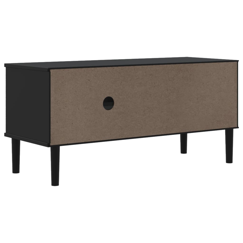TV ormarić SENJA izgled ratana crni 106x40x49 cm od borovine