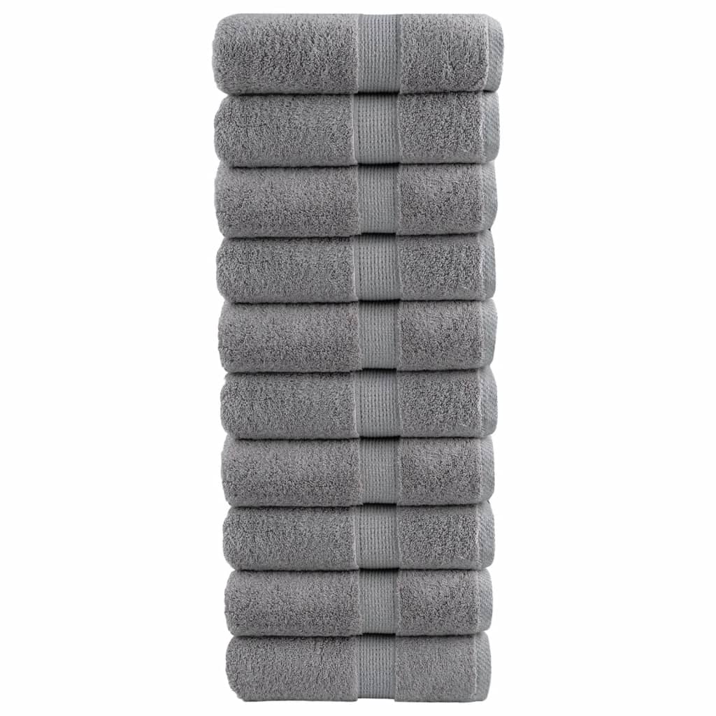 Premium ručnici za goste SOLUND 10 kom. sive boje 30x50 cm 600 g/m²