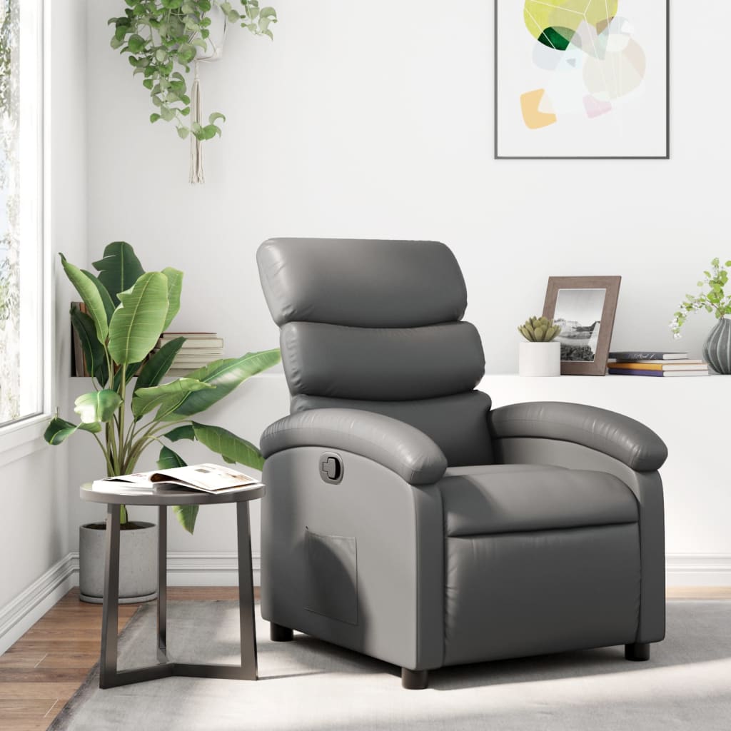 Naslonjač sivi, umjetna koža