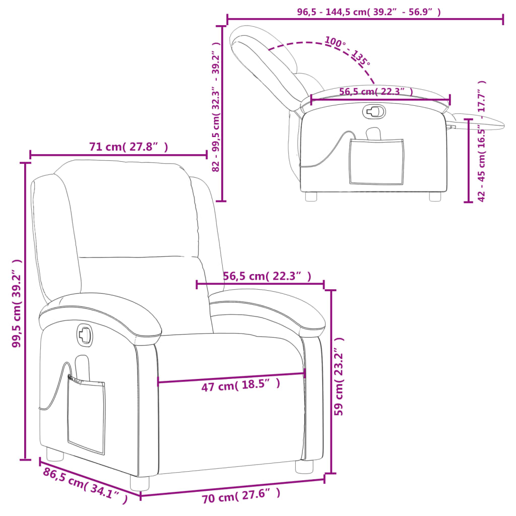 Masažna fotelja od prave kože krem boje