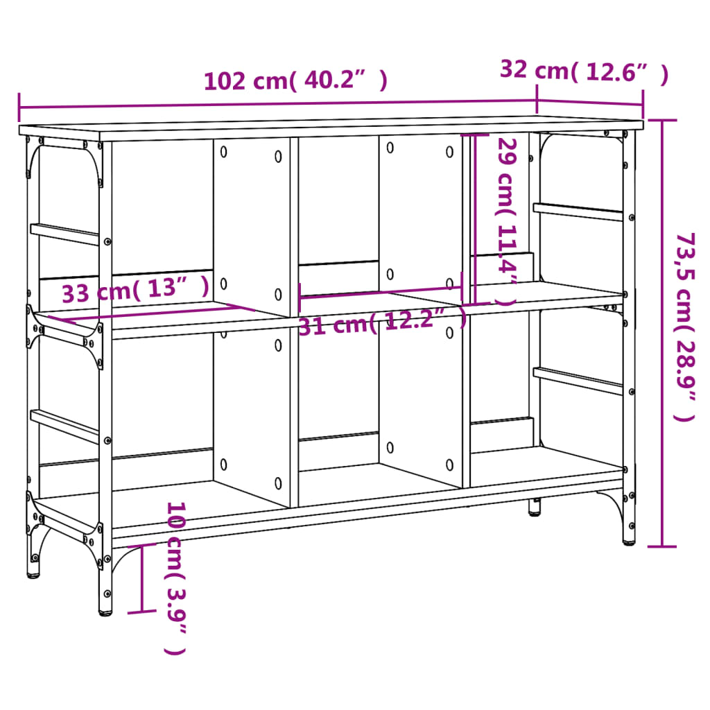 Komoda smeđa boja hrasta 102x32x73,5 cm od konstruiranog drva