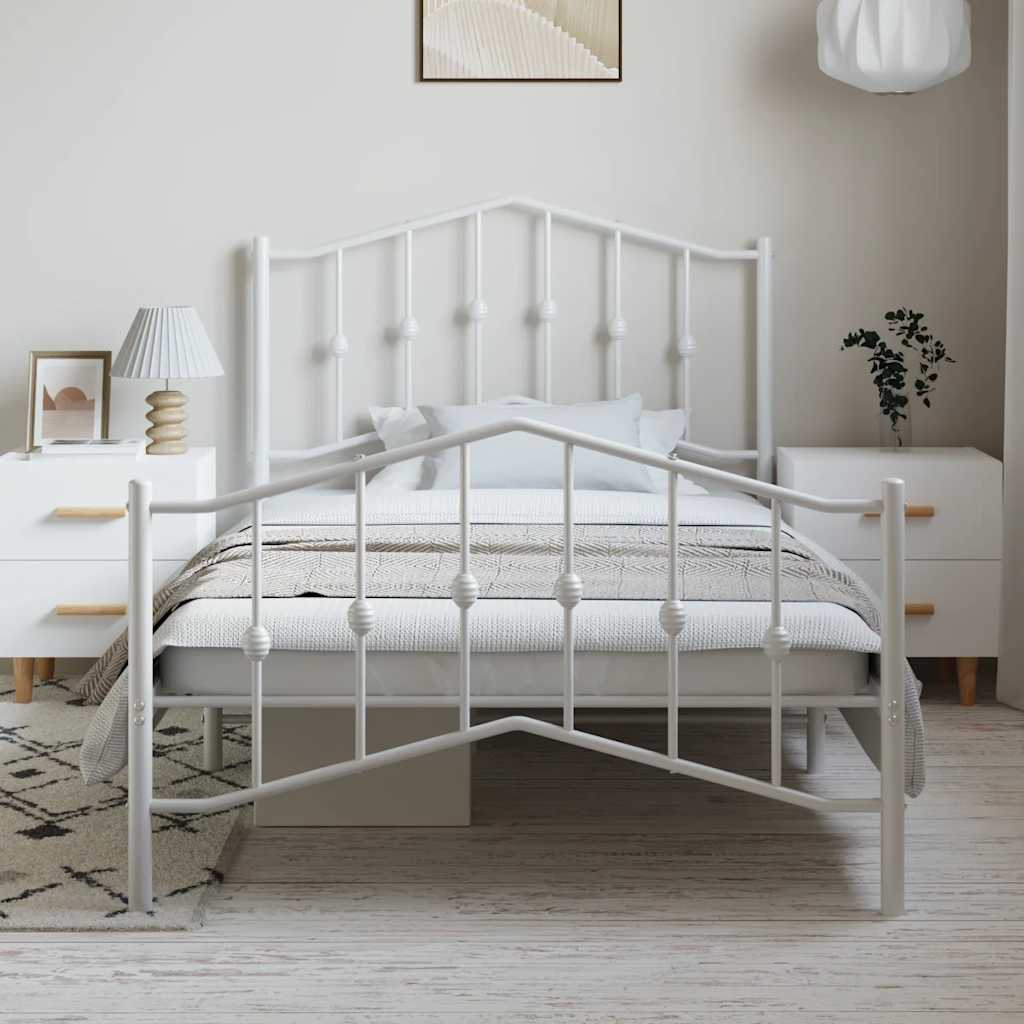 Metalni okvir kreveta s uzglavljem i podnožjem bijeli 100x200cm