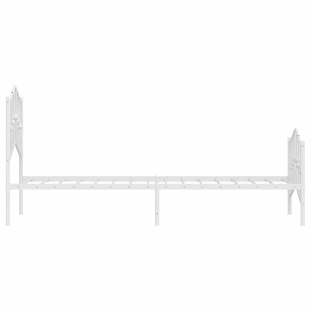 Metalni okvir kreveta s uzglavljem i podnožjem bijeli 100x200cm