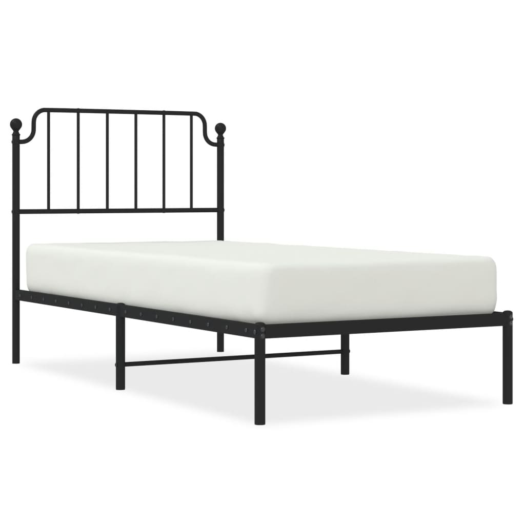Metalni okvir za krevet s uzglavljem crni 90x200 cm