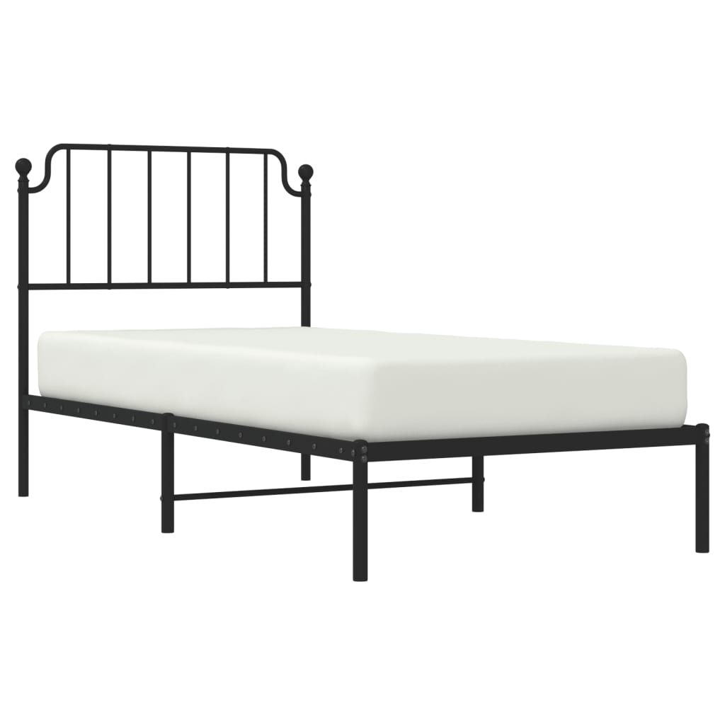 Metalni okvir za krevet s uzglavljem crni 90x200 cm