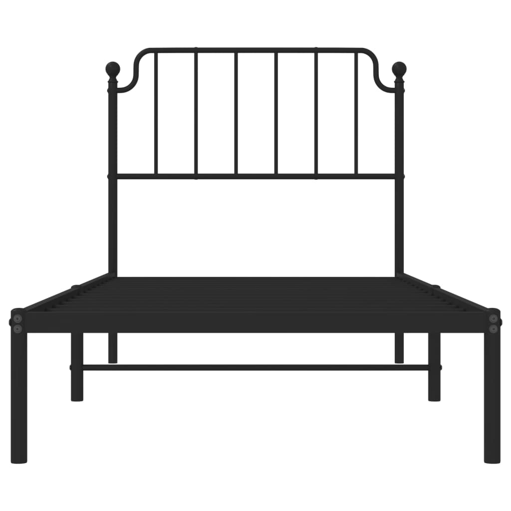 Metalni okvir za krevet s uzglavljem crni 90x200 cm