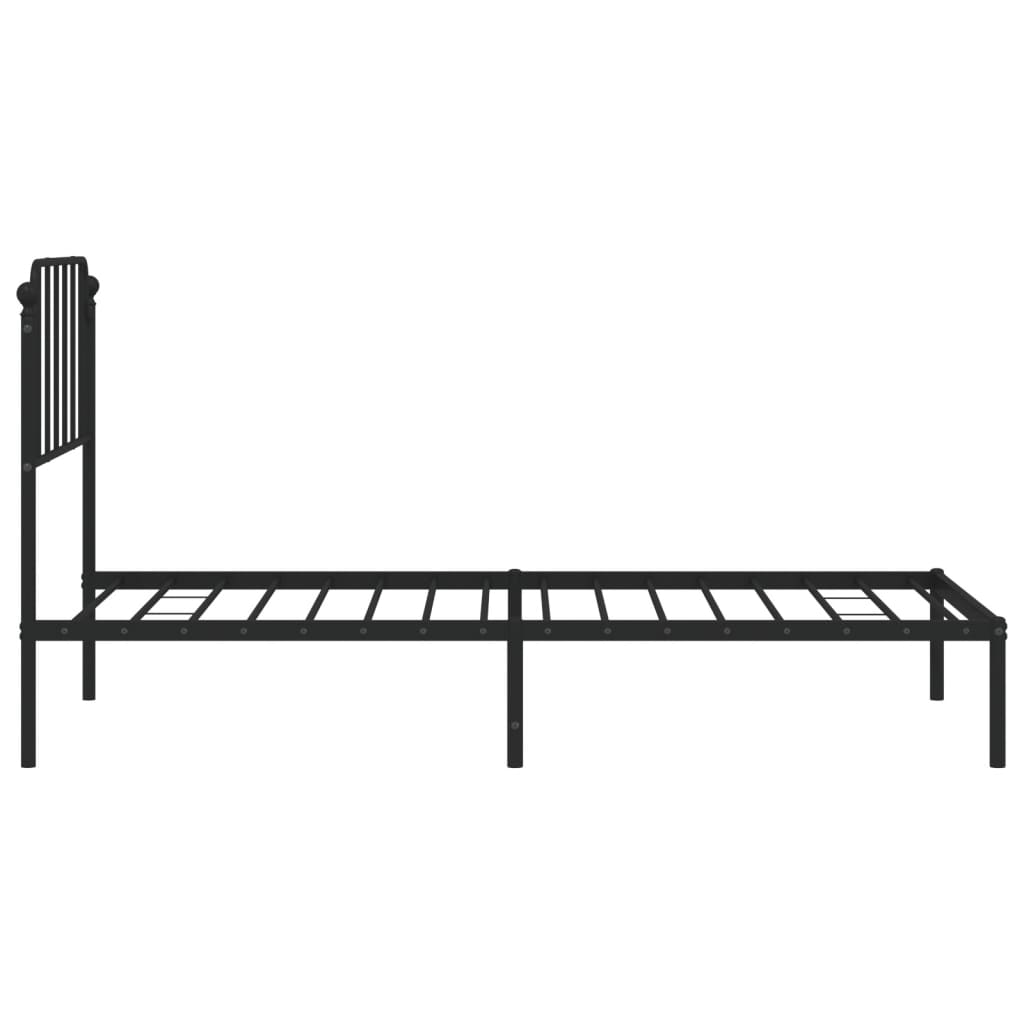 Metalni okvir za krevet s uzglavljem crni 90x200 cm