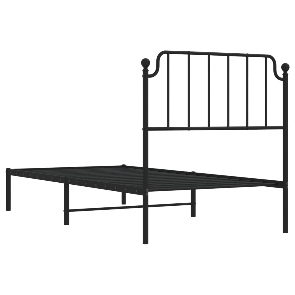 Metalni okvir za krevet s uzglavljem crni 90x200 cm