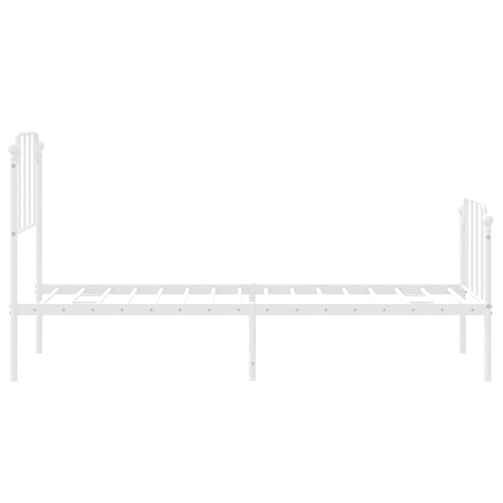 Metalni okvir kreveta s uzglavljem i podnožjem bijeli 75x190 cm