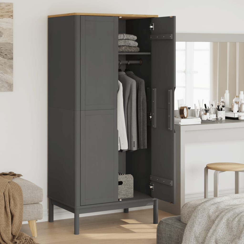 Ormar FLORO sivi 77 x 53 x 171 cm od masivne borovine
