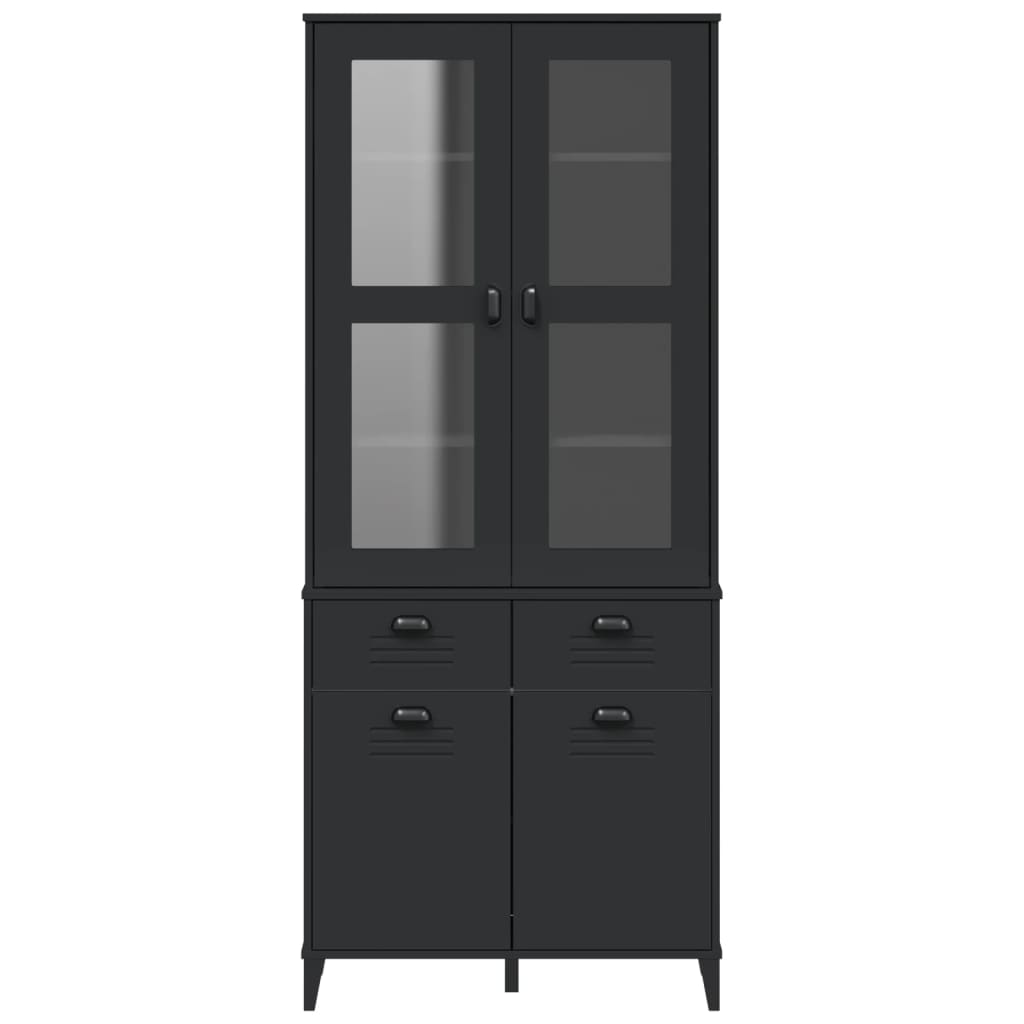 Visoka komoda VIKEN crna 80 x 40 x 190 cm od masivne borovine