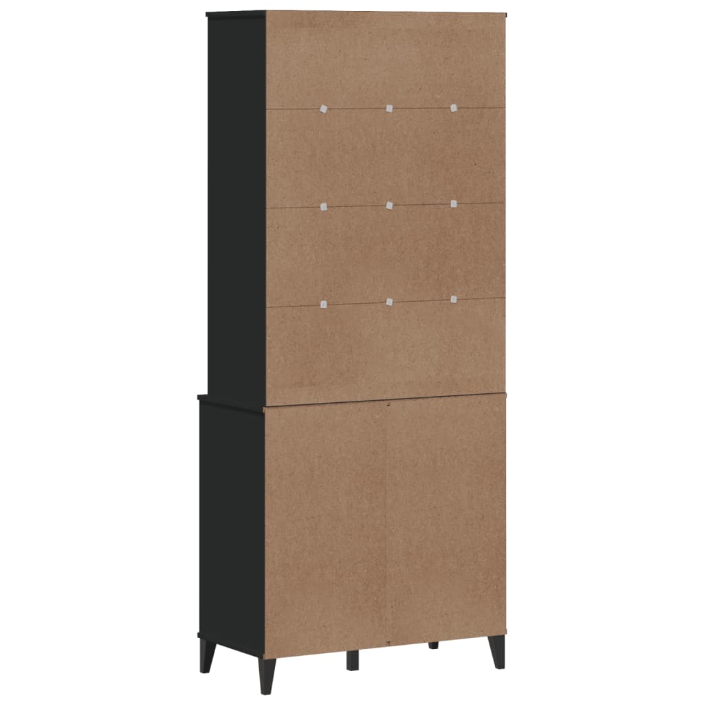 Visoka komoda VIKEN crna 80 x 40 x 190 cm od masivne borovine